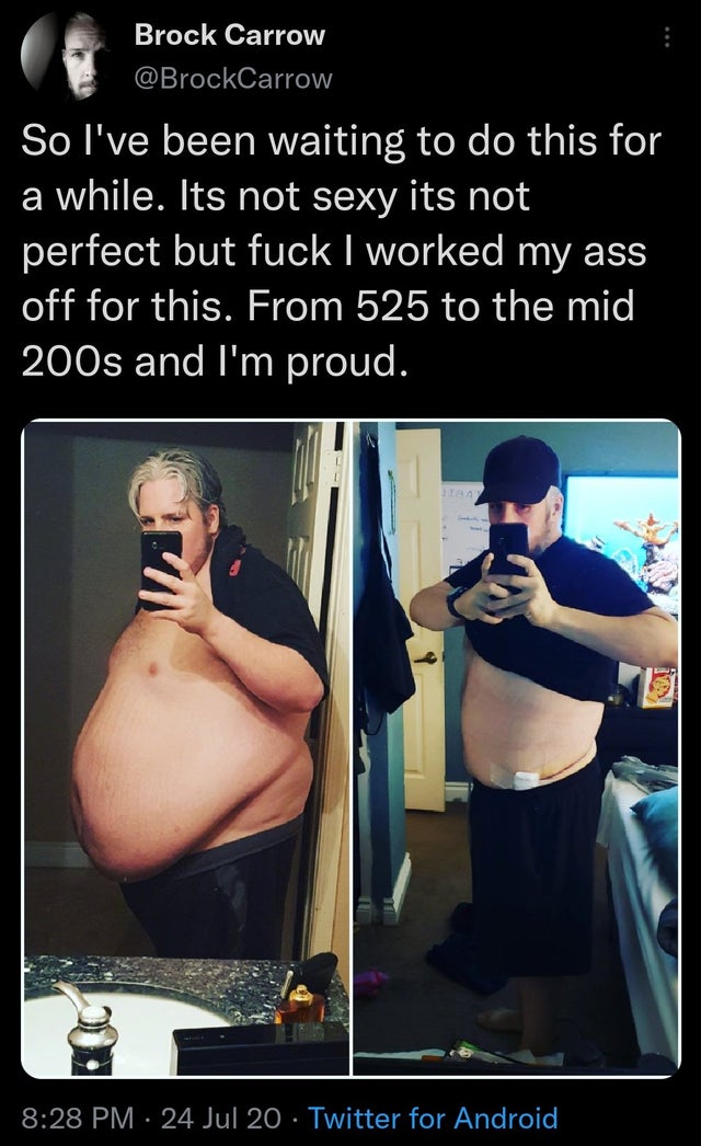 wholesome pics and memes - muscle - Brock Carrow So I've been waiting to do this for a while. Its not sexy its not perfect but fuck I worked my ass off for this. From 525 to the mid 200s and I'm proud. 24 Jul 20 Twitter for Android