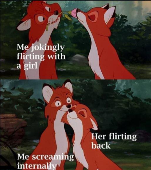 relationship memes - me jokingly flirting with a girl meme - Me jokingly flirting with a girl Her flirting back Me screaming internally