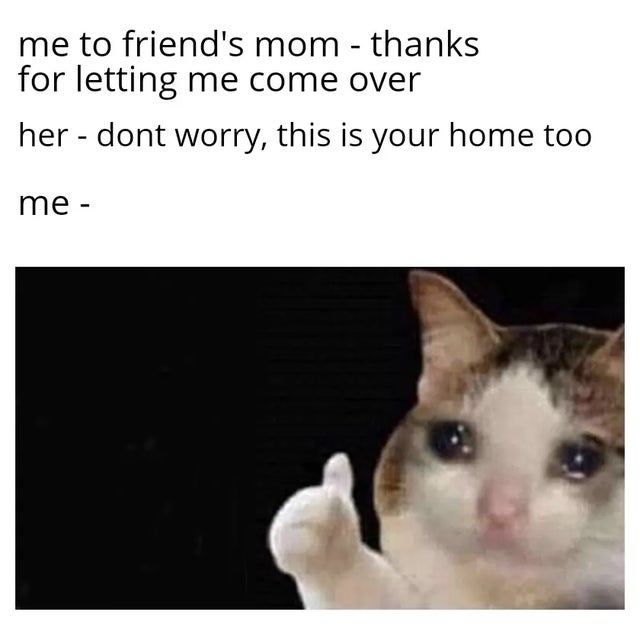 parosmia meme - me to friend's mom thanks for letting me come over her dont worry, this is your home too me
