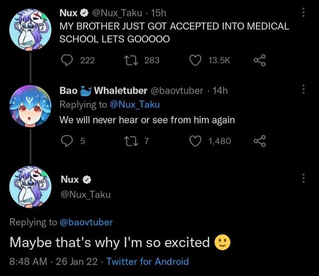 ranboo and tubbo flirting - Nux 15h Ons My Brother Just Got Accepted Into Medical School Lets GOO000 222 22 283 Bao Whaletuber 14h We will never hear or see from him again 5 127 1,480 Nux Maybe that's why I'm so excited 26 Jan 22 Twitter for Android