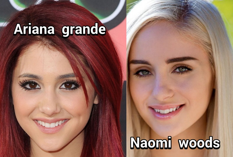 Ariana  grande  red hair  and  Naomi  woods  white hair , this  is relevant  because  these are  different  points  in time  and  natural  as  time  progress  these woman  look  change.