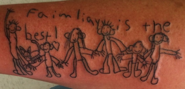 parents get tattoos of childrens drawings - a im igy the