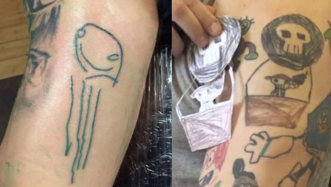 parents get tattoos of childrens drawings