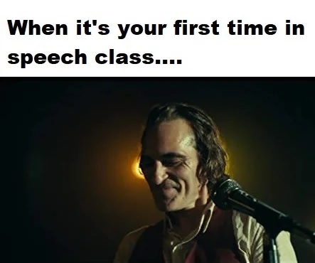 photo caption - When it's your first time in speech class....