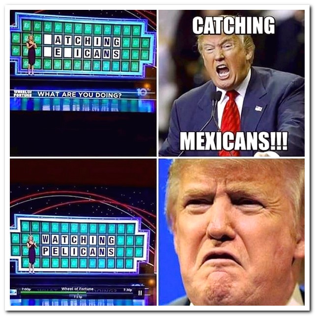 donald trump meme wheel of fortune - Catching Atching Etocans Lotus What Are You Doing? Mexicans!!! Watching Pelocans wheel of Fortune Ing