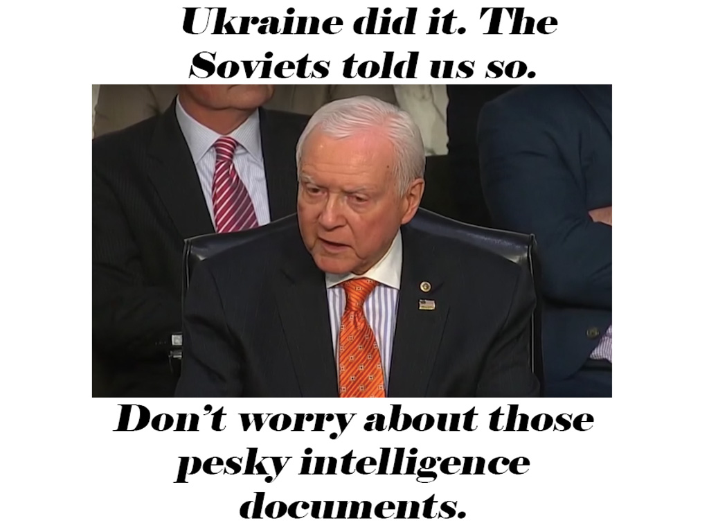 photo caption - Ukraine did it. The Soviets told us so. Don't worry about those pesky intelligence documents.