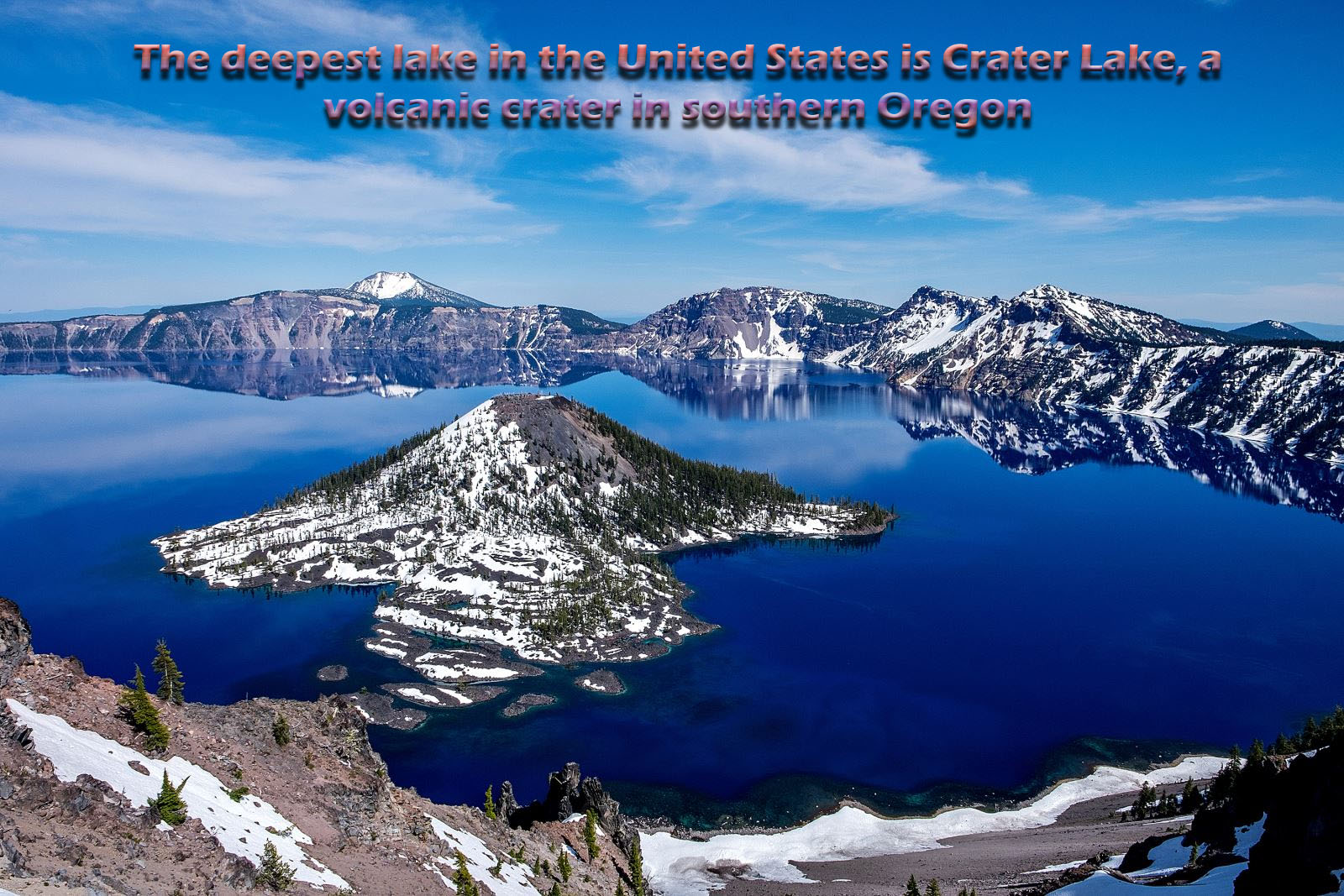 crater lake - The deepest lake in the United States is Crater Lake, a voicanis srater in southern Oregon