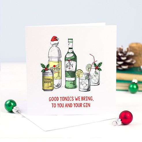 funny christmas cards - Tonic Waters Good Tonics We Bring. To You And Your Gin