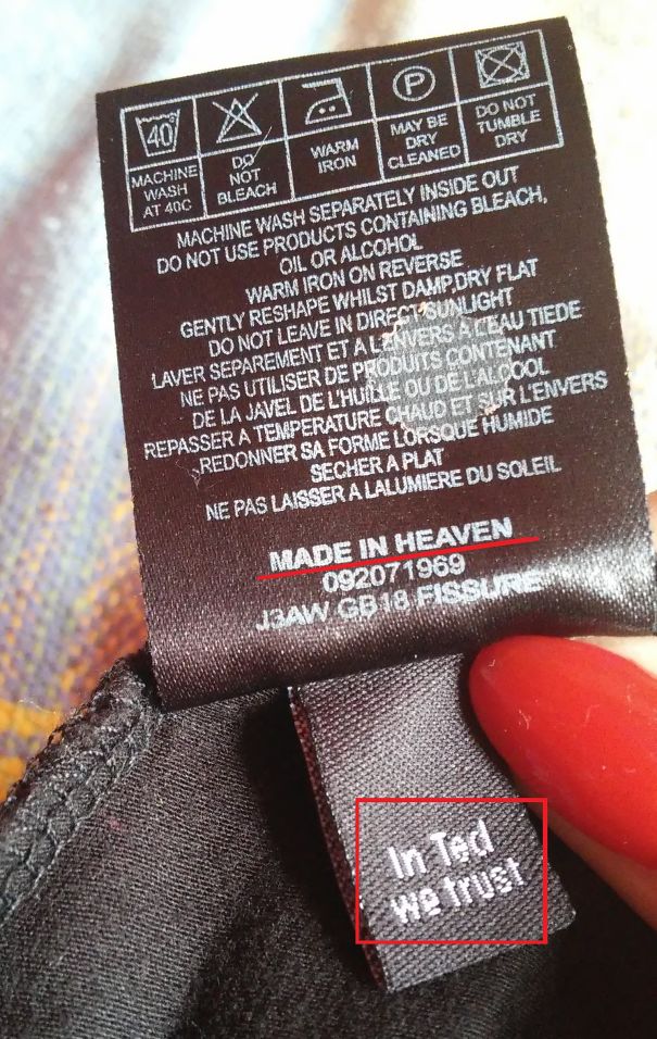 Hilarious Clothing Tags You've never noticed.