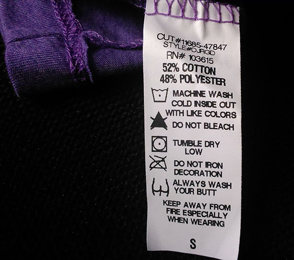 Hilarious Clothing Tags You've never noticed.