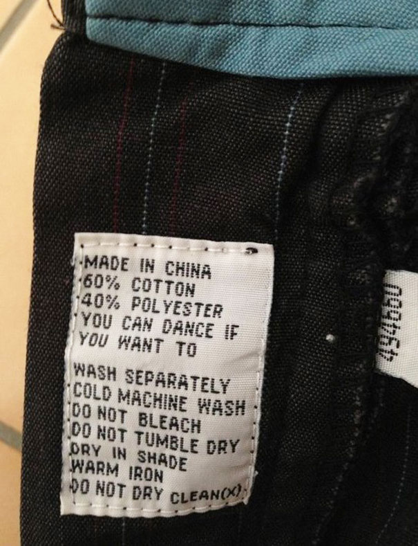 Hilarious Clothing Tags You've never noticed.