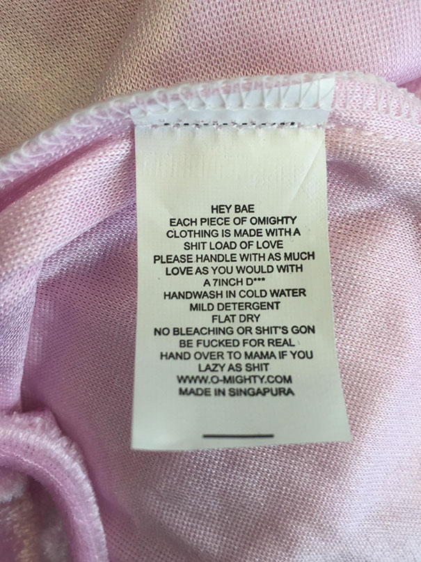 Hilarious Clothing Tags You've never noticed.