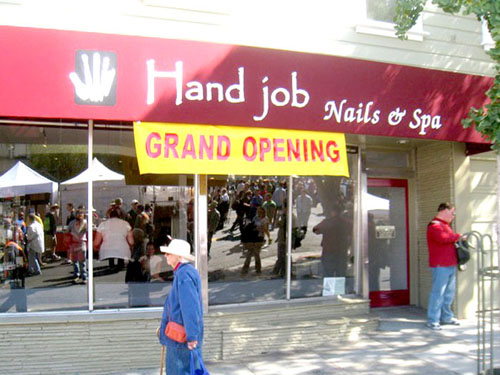 funny business names - Hand job Nails et Spa Grand Opening