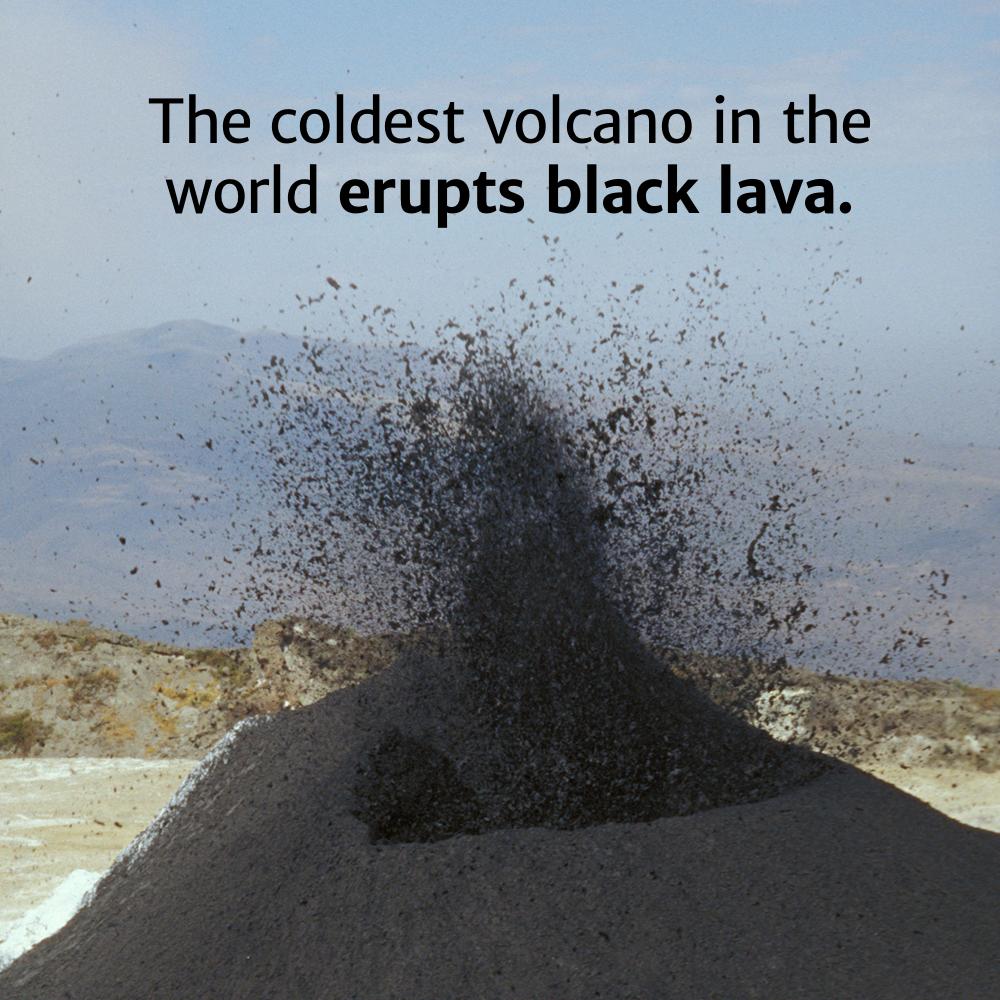 oldoinyo lengai - The coldest volcano in the world erupts black lava.