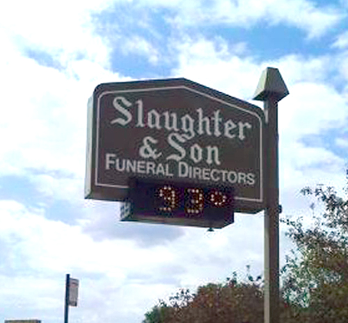 street sign - Slaughter & Son Funeral Directors