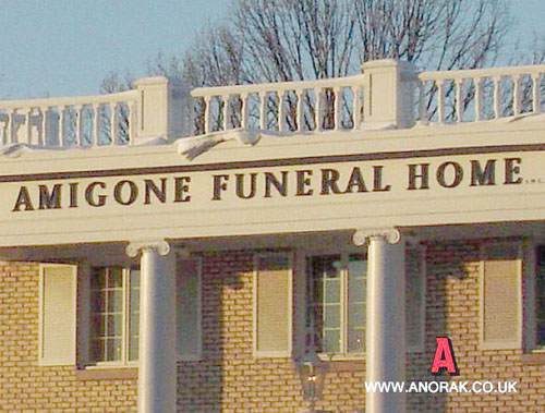 unfortunate names of buildings - Amigone Funeral Home. Ww.Anorak.Co.U