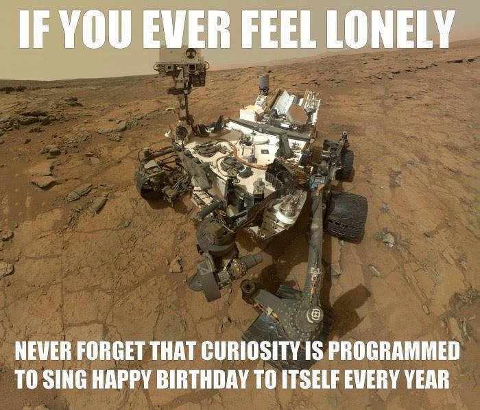 if you ever feel lonely meme - If You Ever Feel Lonely Never Forget That Curiosity Is Programmed To Sing Happy Birthday To Itself Every Year