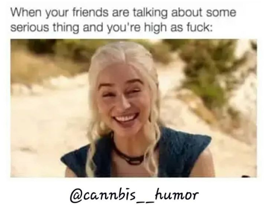 marijuana memes - When your friends are talking about some serious thing and you're high as fuck