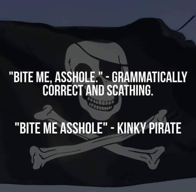 bite me asshole meme - "Bite Me, Asshole." Grammatically Correct And Scathing. "Bite Me Asshole" Kinky Pirate