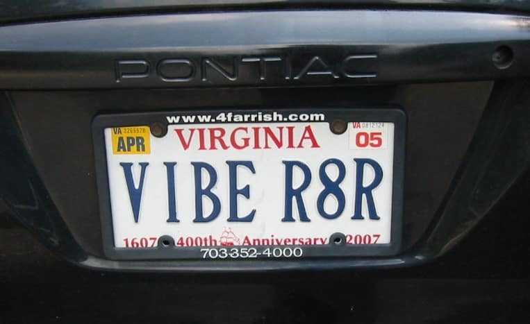 funny virginia license plates - Pontiac VA265570 Vadent Apr Virginia 05 Vibe Rsr 1607 400th Anniversary 2007 7033524000