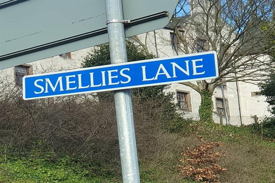 street sign - Smellies Lane