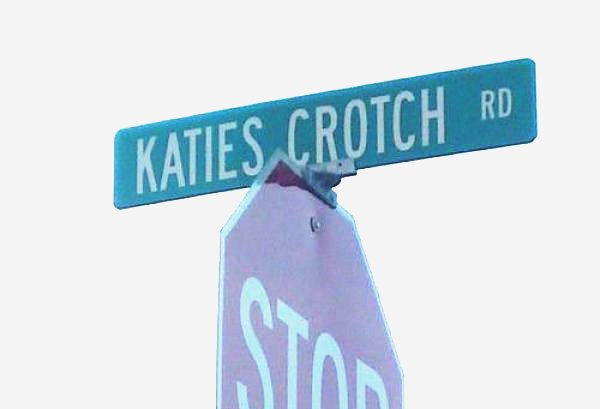 street sign - Katies Crotch Ro