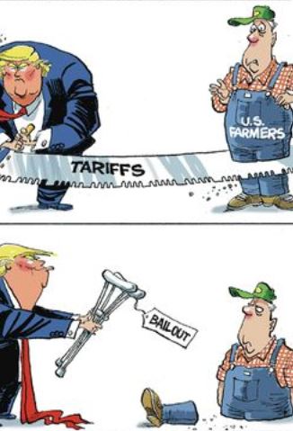 cartoon - U.S Farmers Tariffs Mlananlame W Balout