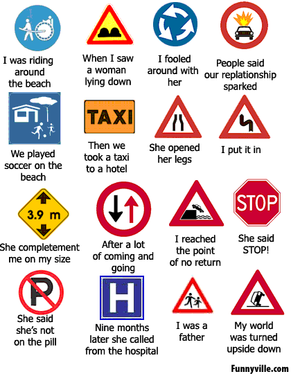 A funny story told by street signs 