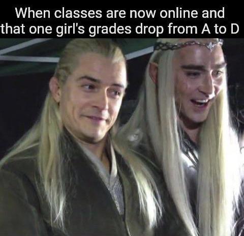 blond - When classes are now online and that one girl's grades drop from A to D