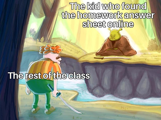 carl wheezer vs shrek - The kid who found the homework answer sheet online The rest of the class