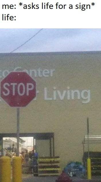 stop sign - me asks life for a sign life ter Stop Living