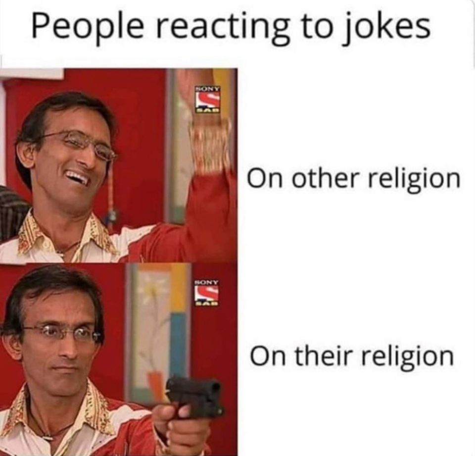 Jethalal Champaklal Gada - People reacting to jokes on other religion On their religion