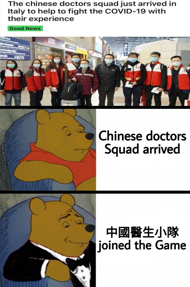 cartoon - The chinese doctors squad just arrived in Italy to help to fight the Covid19 with their experience Good News Chinese doctors Squad arrived joined the Game
