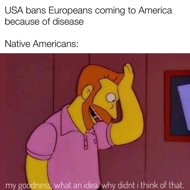 video game loading screens memes - Usa bans Europeans coming to America because of disease Native Americans my goodness, what an idea why didnt i think of that.