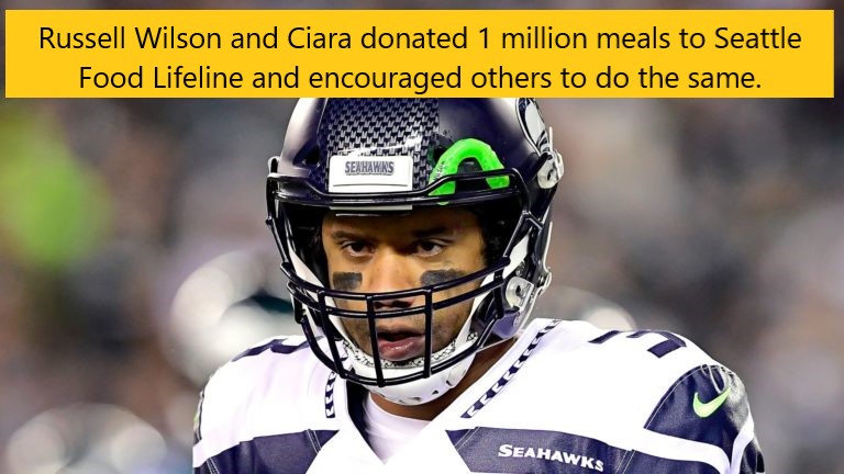 team sport - Russell Wilson and Ciara donated 1 million meals to Seattle Food Lifeline and encouraged others to do the same. Seahawks