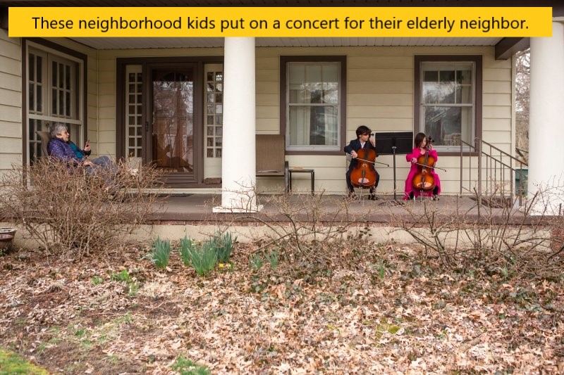 Cello - These neighborhood kids put on a concert for their elderly neighbor.