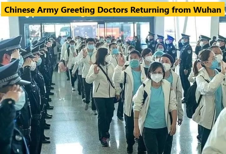 crowd - Chinese Army Greeting Doctors Returning from Wuhan