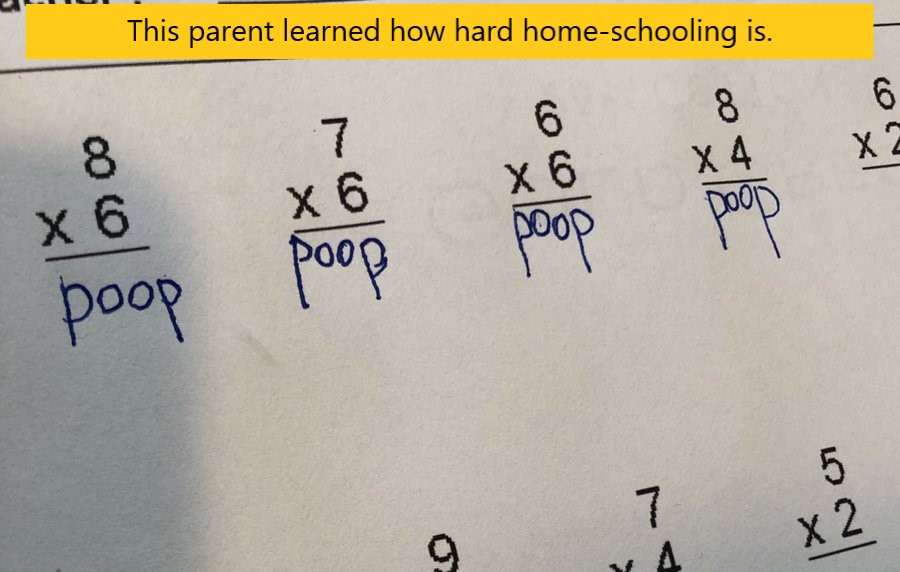 handwriting - This parent learned how hard homeschooling is. X4 Dood x 6 Doo poop Ya