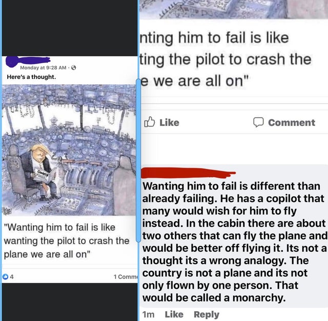 angle - nting him to fail is ting the pilot to crash the se we are all on" Monday at Here's a thought. Comment Wanting him to fail is different than already failing. He has a copilot that many would wish for him to fly "Wanting him to fail is instead. In 