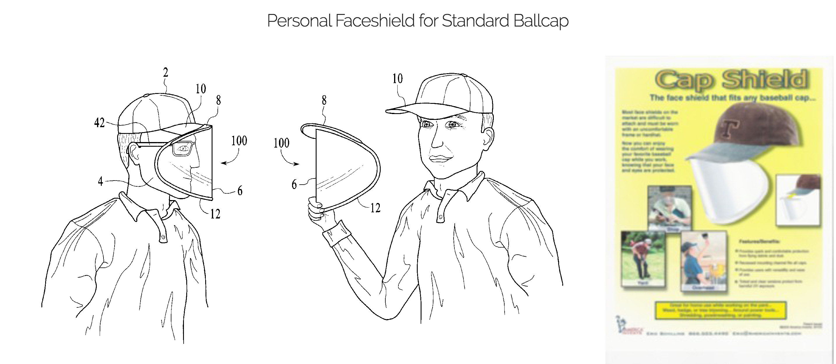 clothing - Personal Faceshield for Standard Ballcap Cap Shield The o th 70 100 100