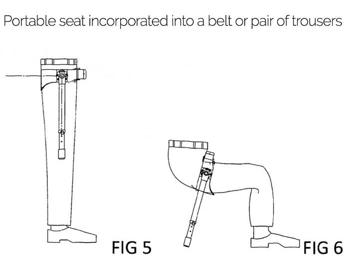 drawing - Portable seat incorporated into a belt or pair of trousers B FIG5 8 Fig 6