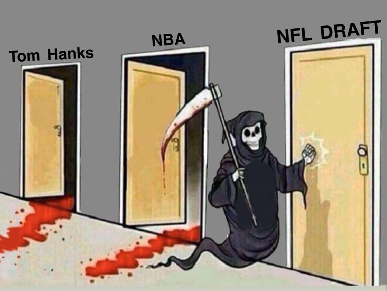 reaper knocking door meme - Nba Nfl Draft Tom Hanks