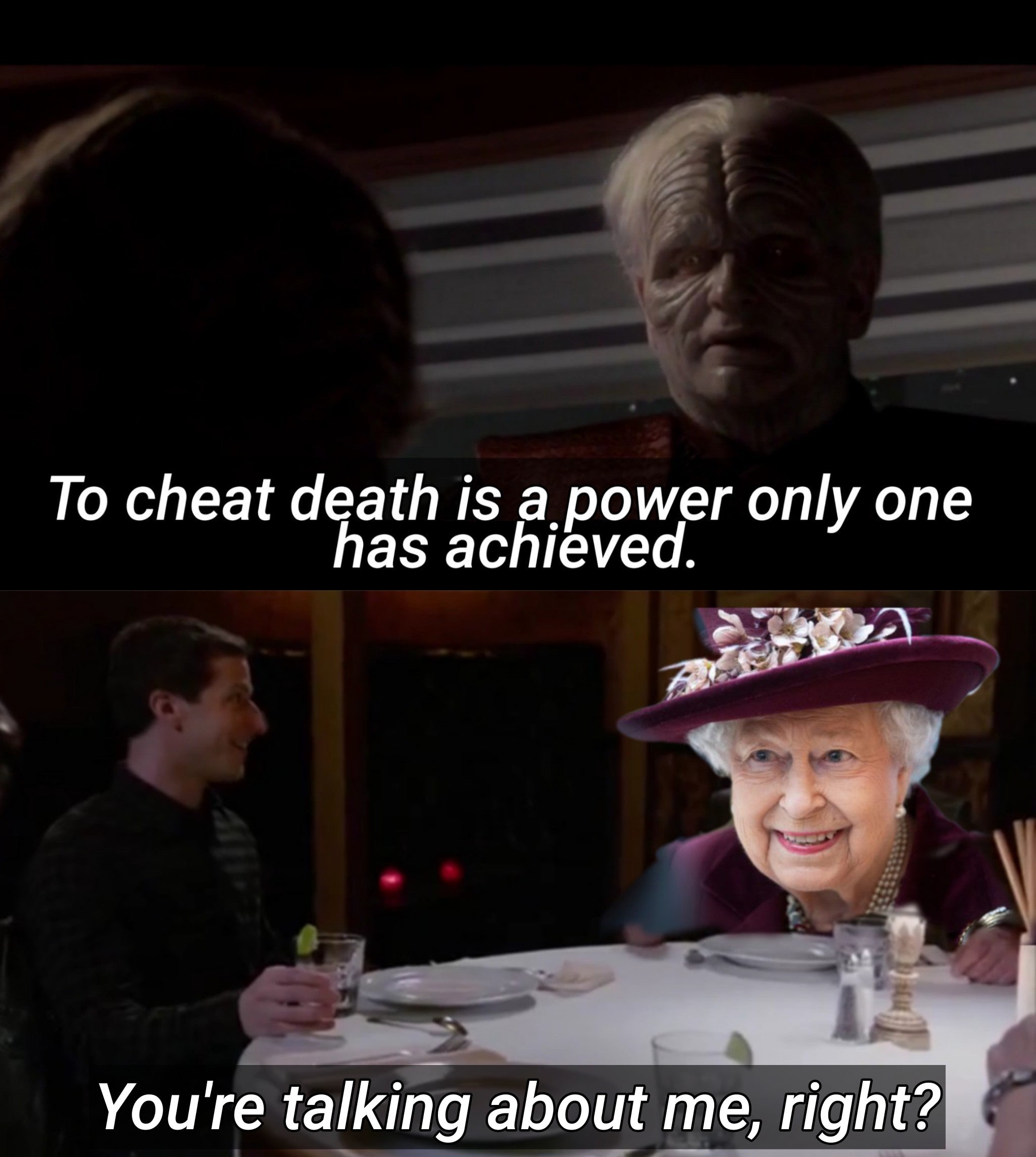 photo caption - To cheat death is a power only one _has achieved. You're talking about me, right?