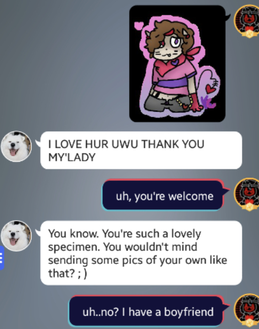 Art - I Love Hur Uwu Thank You My'Lady uh, you're welcome You know. You're such a lovely specimen. You wouldn't mind sending some pics of your own that? ; uh..no? I have a boyfriend