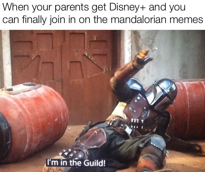 funny memes - arm - When your parents get Disney and you can finally join in on the mandalorian memes I'm in the Guild!