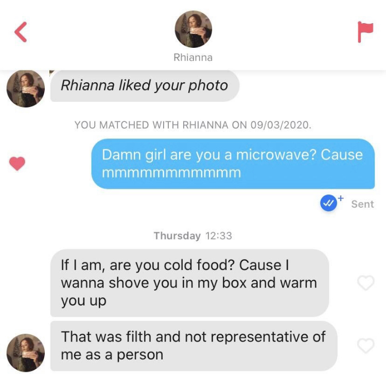 suck her dads dick just to taste - Rhianna Rhianna d your photo You Matched With Rhianna On 09032020. Damn girl are you a microwave? Cause mmmmmmmmmmm Sent Thursday If I am, are you cold food? Cause | wanna shove you in my box and warm you up That was fil