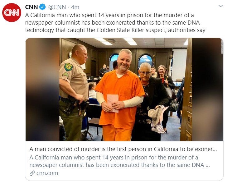 ricky davis murder - Cnn Cnn . 4m A California man who spent 14 years in prison for the murder of a newspaper columnist has been exonerated thanks to the same Dna technology that caught the Golden State Killer suspect, authorities say A man convicted of m