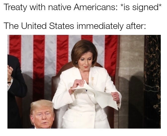 nancy pelosi tears up speech - Treaty with native Americans is signed The United States immediately after