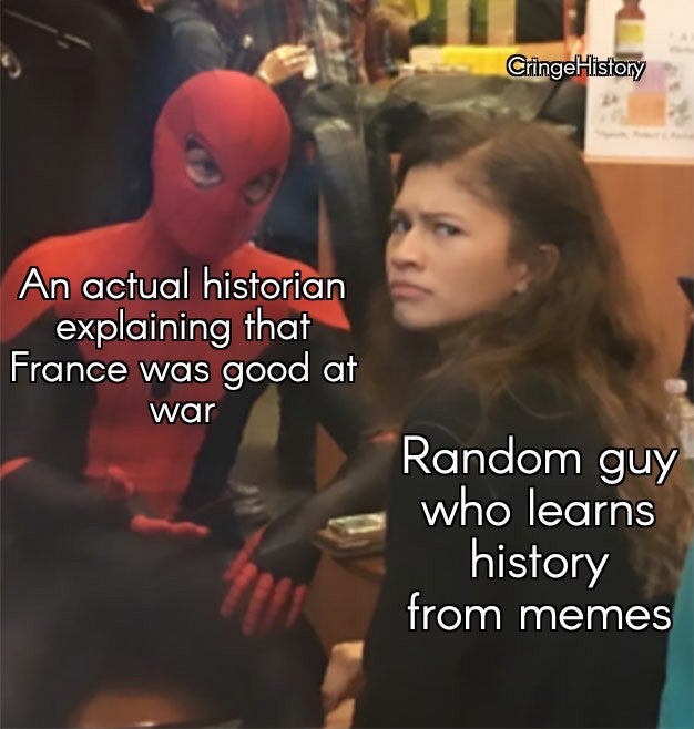 history memes - Cringe History An actual historian explaining that France was good at war Random guy who learns history from memes