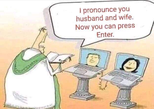 cartoon - pronounce you husband and wife. Now you can press Enter. o